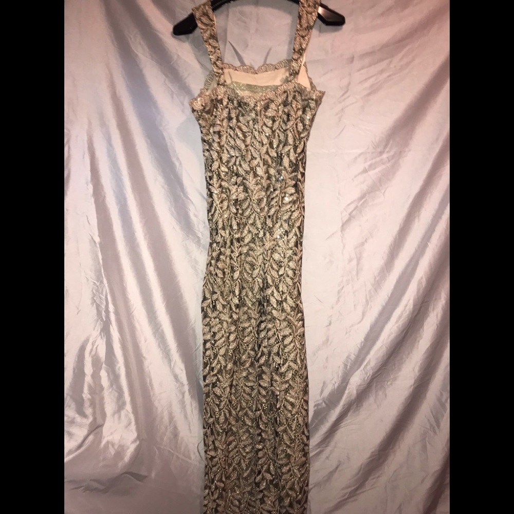 Beige floor length gown